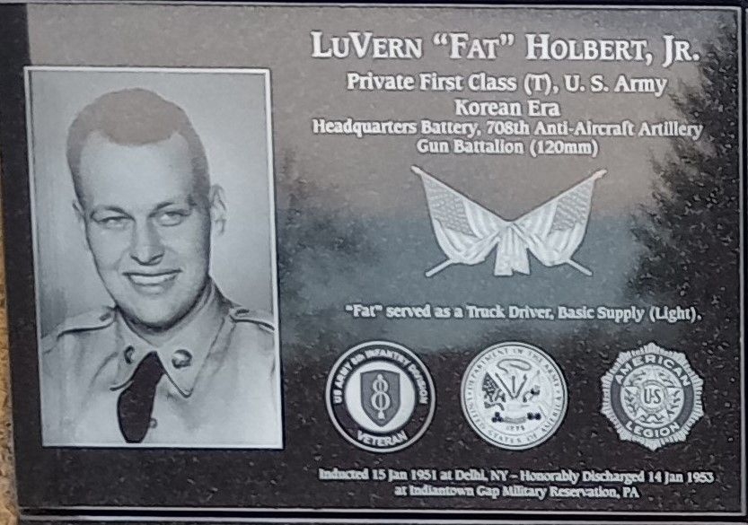 LUVBERN “FAT” HOLBERT, JR. WAR MEMORIAL PLAQUE