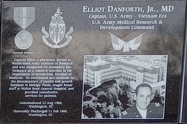 ELLIOT DANFORTH, JR. MD WAR MEMORIAL PLAQUE