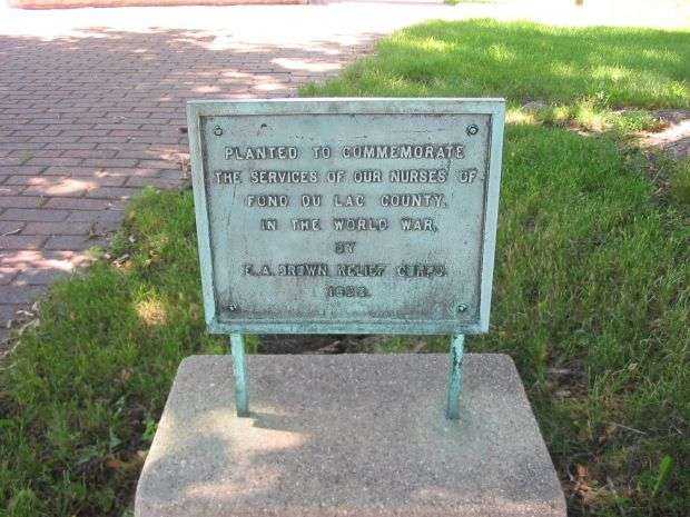 FOND DU LAC COUNTY WORLD WAR I NURSES MEMORIAL TREE PLAQUE