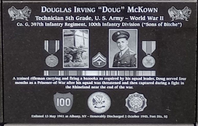 DOUGLAS IRVING “DOUG” MCKOWN WAR MEMORIAL PLAQUE