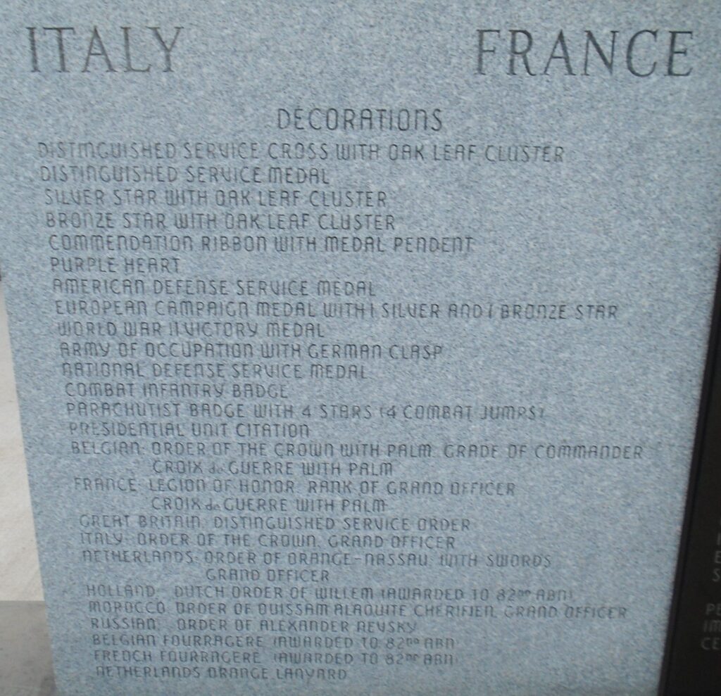 GENERAL JAMES M. GAVIN WAR MEMORIAL LEFT STONE