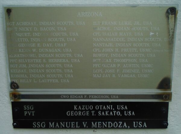 ARIZONA MEDAL OF HONOR RECIPIENTS WAR MEMORIAL PLAQUE B