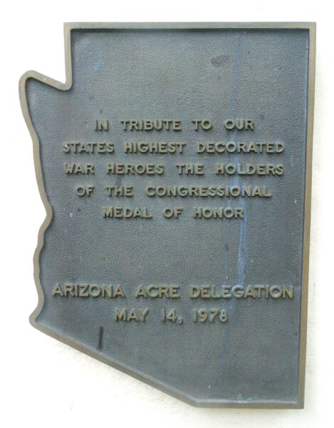 ARIZONA MEDAL OF HONOR RECIPIENTS WAR MEMORIAL PLAQUE A