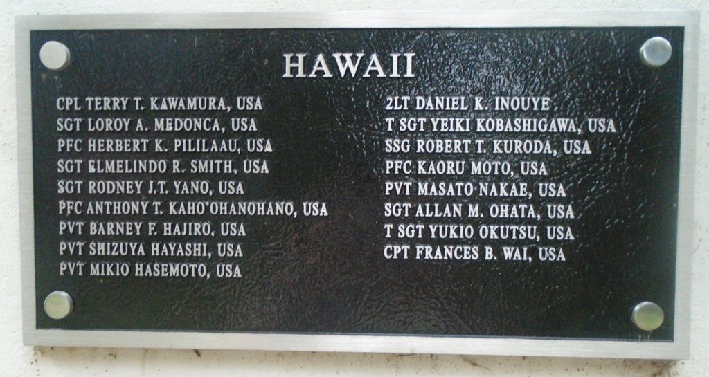 HAWAII MEDAL OF HONOR RECIPIENTS WAR MEMORIAL PLAQUE