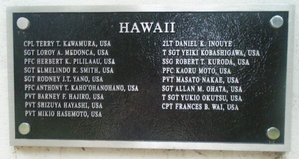 HAWAII MEDAL OF HONOR RECIPIENTS WAR MEMORIAL PLAQUE