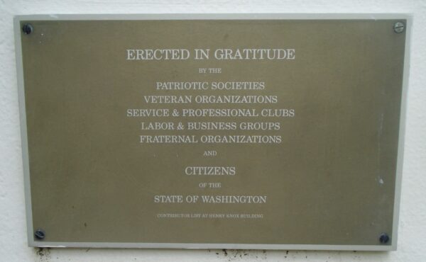 WASHINGTON MEDAL OF HONOR WAR MEMORIAL GROVE PLAQUE