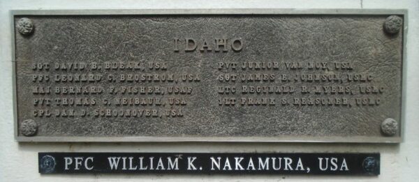 IDAHO MEDAL OF HONOR RECIPIENTS WAR MEMORIAL PLAQUE