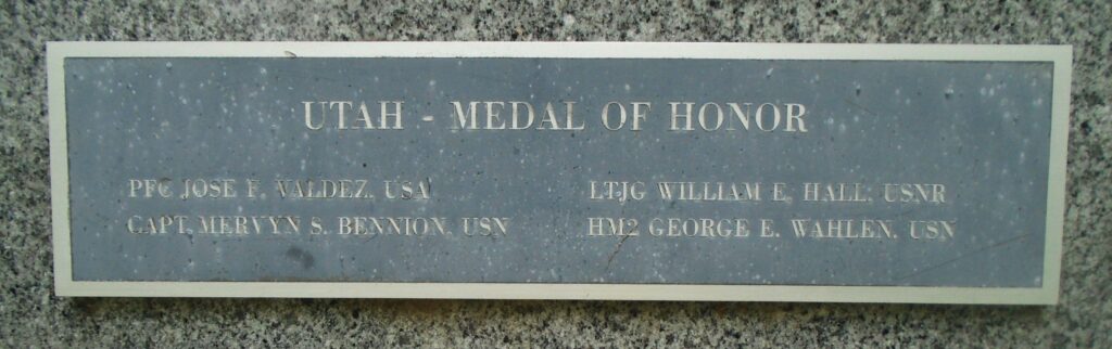 UTAH MEDAL OF HONOR RECIPIENTS WAR MEMORIAL PLAQUE
