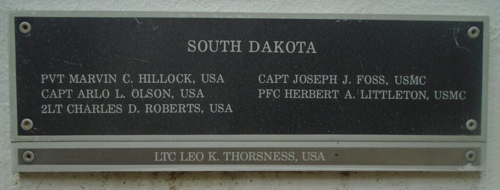 SOUTH DAKOTA MEDAL OF HONOR RECIPIENTS WAR MEMORIAL PLAQUE
