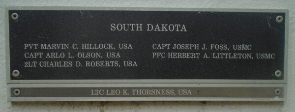 SOUTH DAKOTA MEDAL OF HONOR RECIPIENTS WAR MEMORIAL PLAQUE