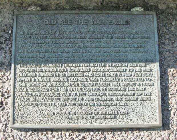OLD ABE THE WAR EAGLE MEMORIAL PLAQUE