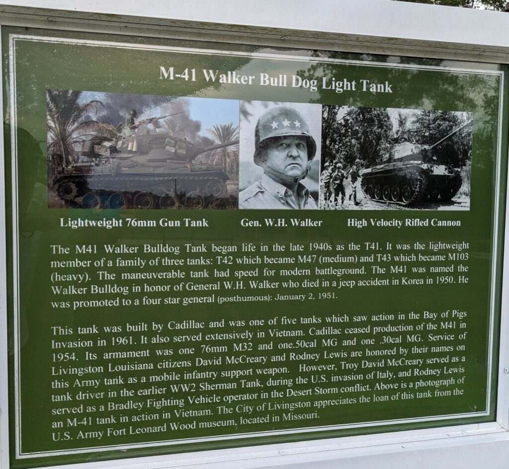 M-41 WALKER BULL DOG LIGHT TANK MEMORIAL MARKER