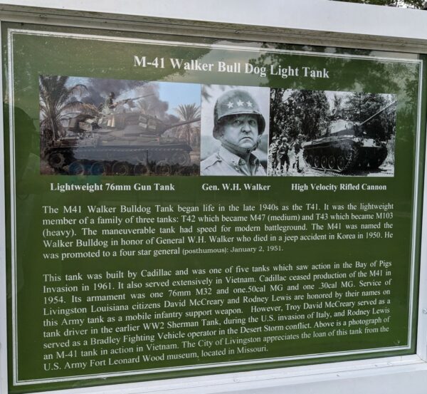 M-41 WALKER BULL DOG LIGHT TANK MEMORIAL MARKER