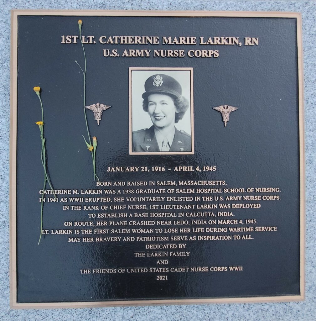 1ST LT. CATHERINE MARIE LARKIN, RN WAR MEMORIAL PLAQUE