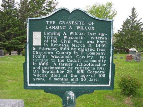 THE GRAVESITE OF LANSING A. WILCOX MEMORIAL MARKER