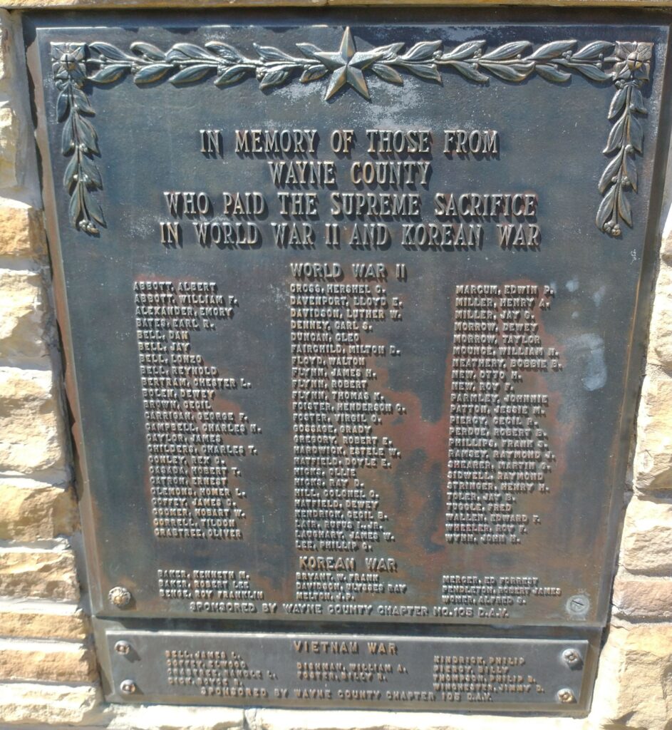 WAYNE COUNTY SUPREME SACRIFICE WAR VETERANS MEMORIAL PLAQUE