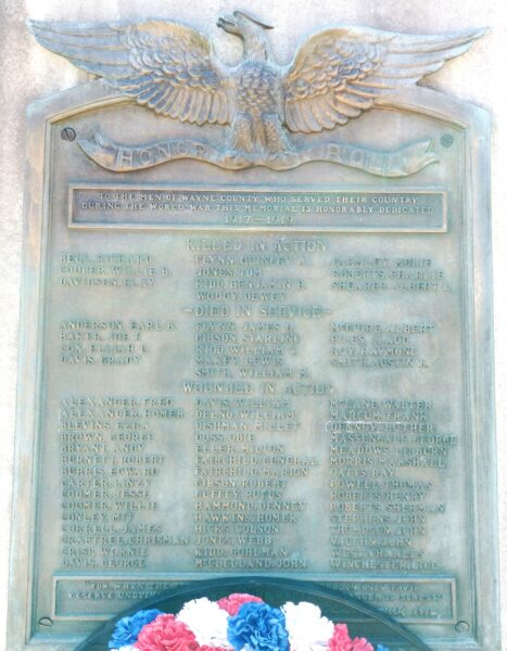 WAYNE COUNTY, KY WORLD WAR MEMORIAL PLAQUE