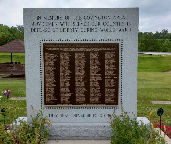COVINGTON AREA WORLD WAR I MEMORIAL