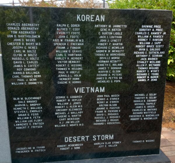 BATH TOWNSHIP, OH VETERANS MEMORIAL RIGHT STONE BACK