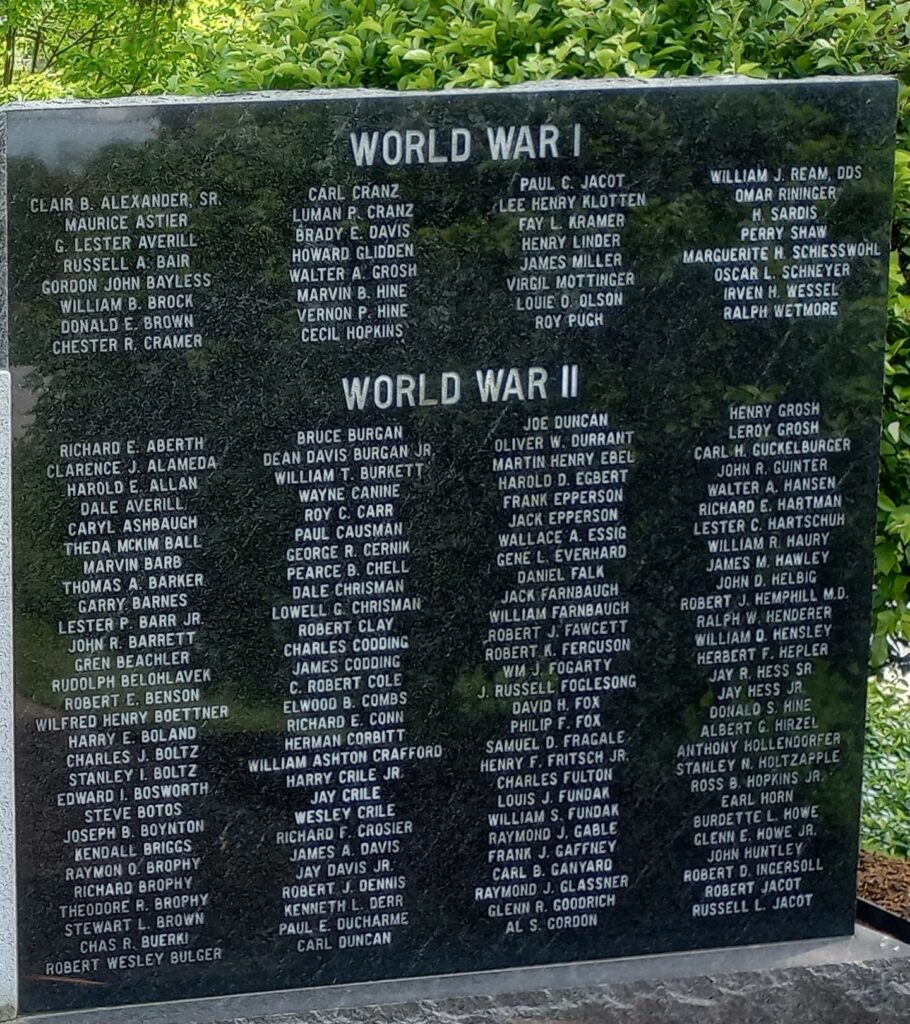 BATH TOWNSHIP, OH VETERANS MEMORIAL RIGHT STONE FRONT
