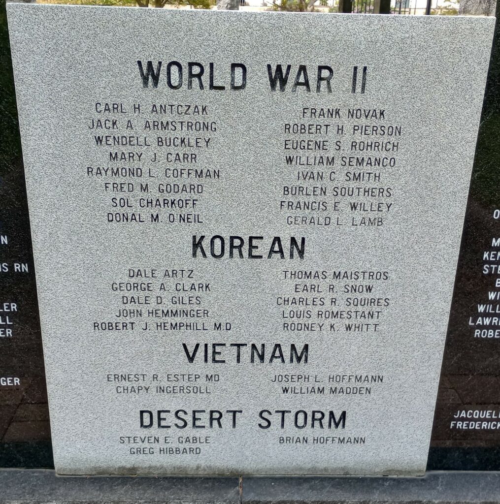 BATH TOWNSHIP, OH VETERANS MEMORIAL CENTER STONE BACK