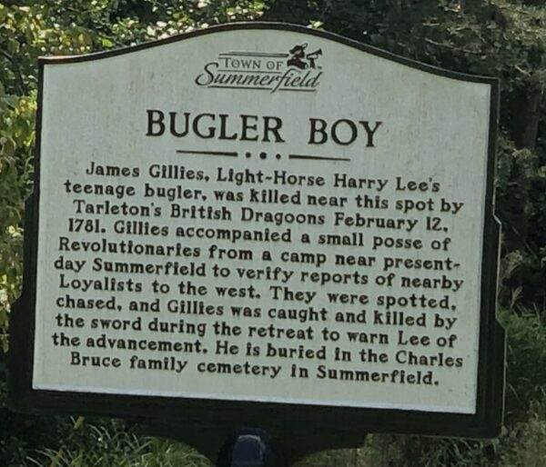 BUGLER BOY REVOLUTIONARY WAR MEMORIAL MARKER