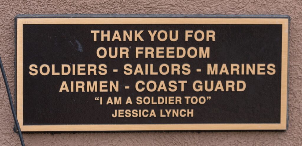 THANK YOU FOR OUR FREEDOM WAR MEMORIAL PLAQUE