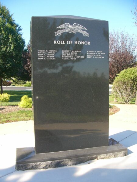 PRINCE WILLIAM COUNTY ROLL OF HONOR MEMORIAL BACK