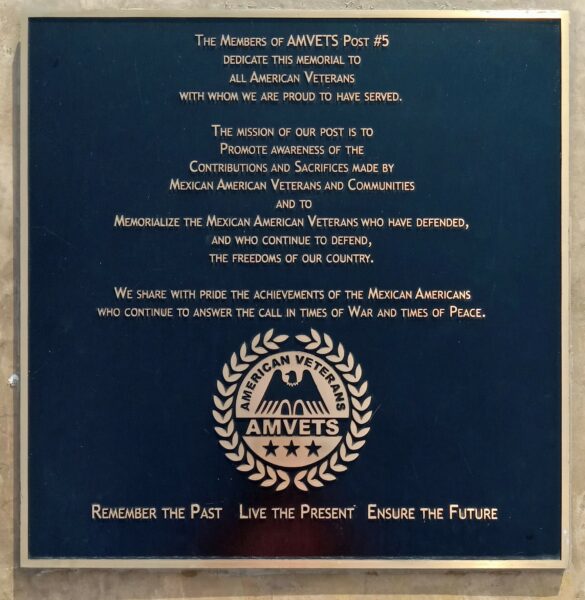 AMVETS POST #5 ALL AMERICAN VETERANS MEMORIAL PLAQUE
