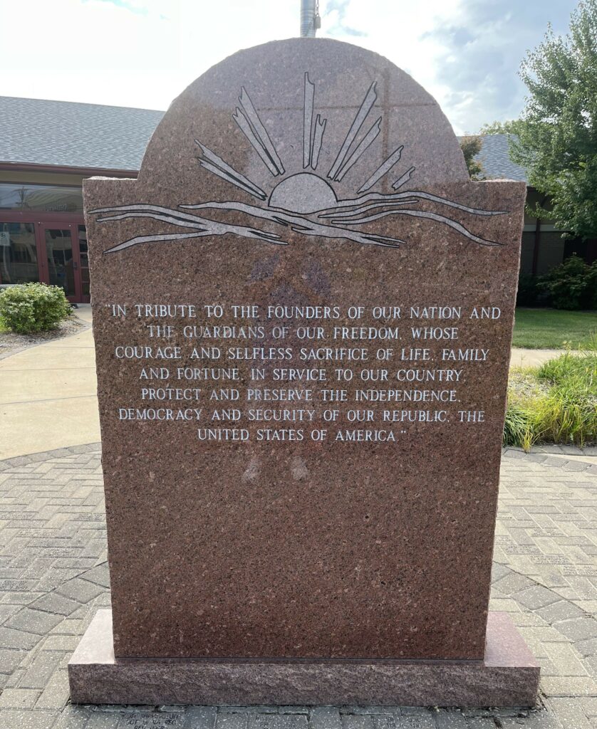 IN TRIBUTE TO THE FOUNDERS OF OUR NATION MEMORIAL FRONT