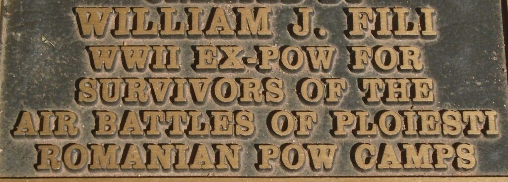 WILLIAM J. FILI WAR MEMORIAL PLAQUE