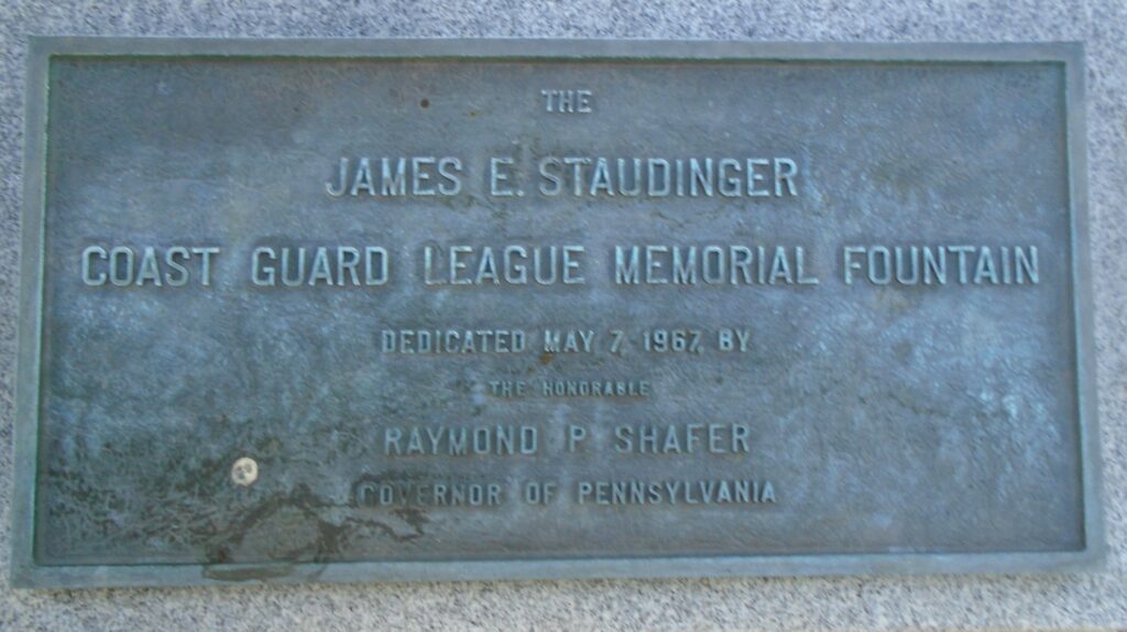 COAST GUARD LEAGUE MEMORIAL FOUNTAIN PLAQUE