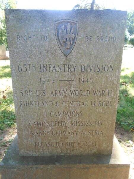 65TH INFANTRY DIVISION 1943-1945 WAR MEMORIAL