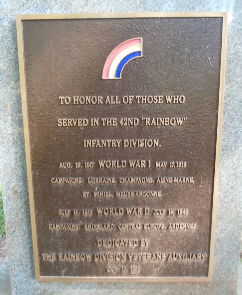 42ND “RAINBOW” INFANTRY DIVISION WAR MEMORIAL PLAQUE