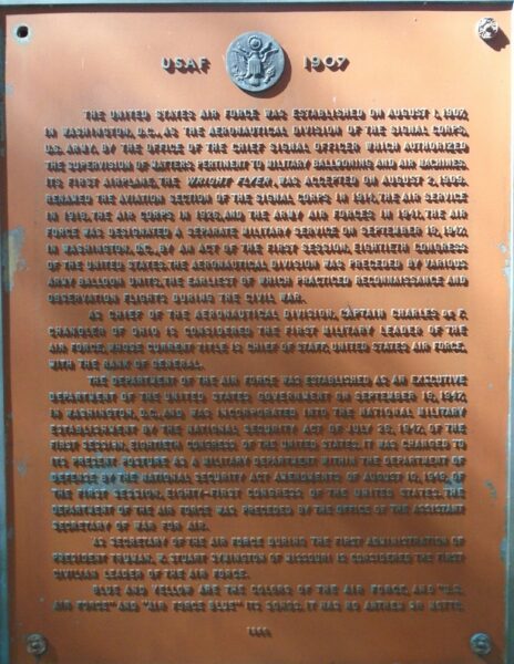 USAF-1907 WAR MEMORIAL PLAQUE
