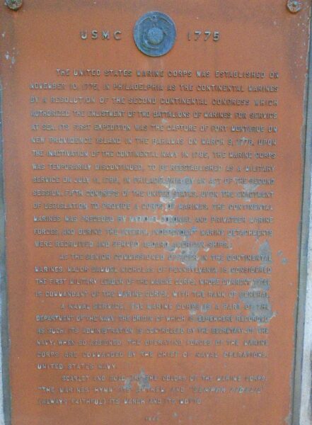 USMC 1775 WAR MEMORIAL PLAQUE