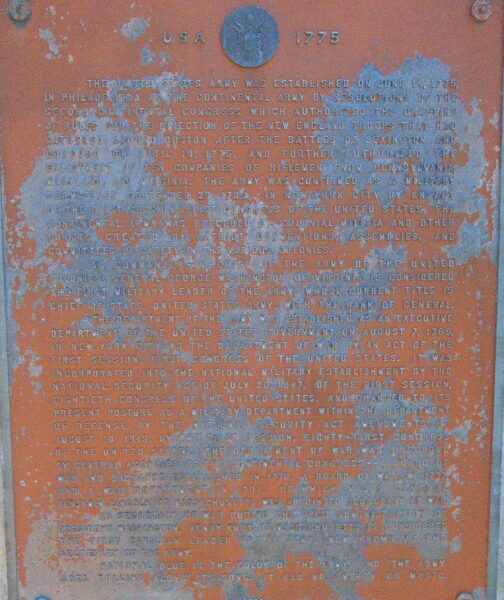 USA 1775 WAR MEMORIAL PLAQUE