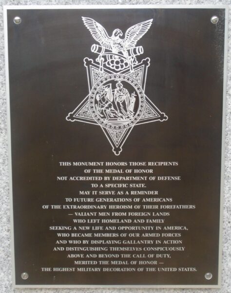 IMMIGRANT MEDAL OF HONOR RECIPIENTS WAR MEMORIAL PLAQUE A