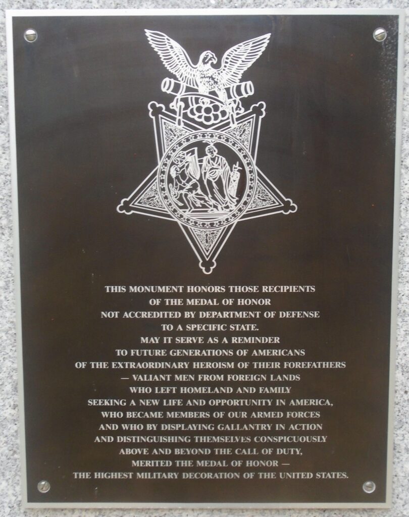 IMMIGRANT MEDAL OF HONOR RECIPIENTS WAR MEMORIAL PLAQUE A