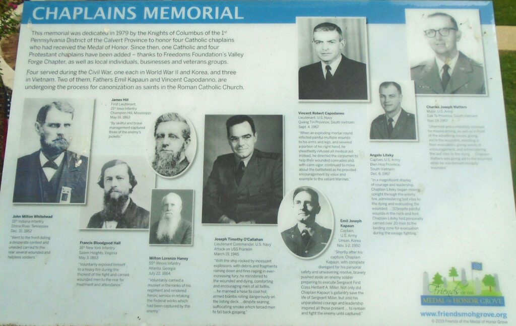 CHAPLAINS MEMORIAL MEDAL OF HONOR GROVE MEMORIAL PANEL