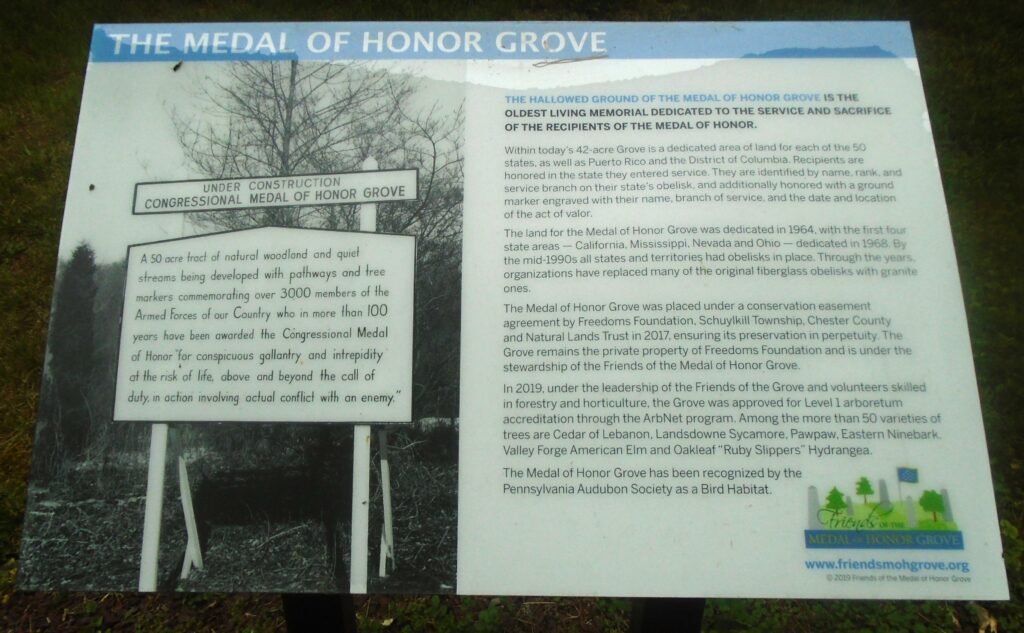 THE MEDAL OF HONOR GROVE MEMORIAL PLAQIUE