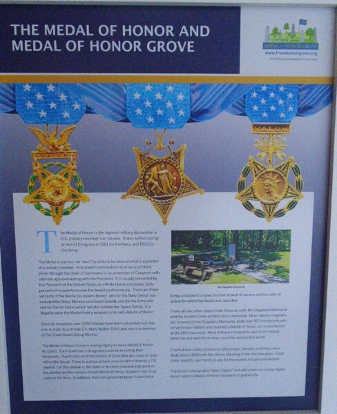 THE MEDAL OF HONOR AND MEDAL OF HONOR GROVE MEMORIAL PLAQUE