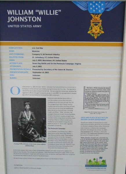 WILLIAM “WILLIE” JOHNSTON MEDAL OF HONOR WAR MEMORIAL PLAQUE