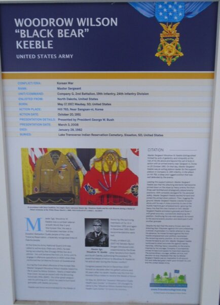 WOODROW WILSON “BLACK BEAR” KEEBLE MEDAL OF HONOR WAR MEMORIAL PLAQUE