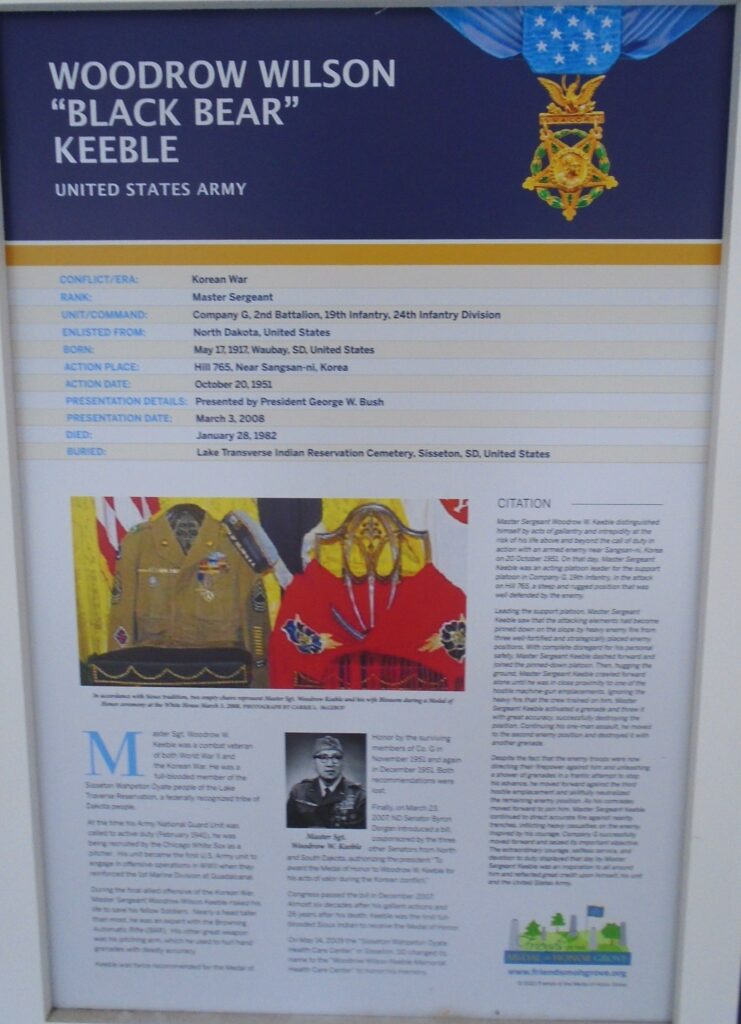 WOODROW WILSON “BLACK BEAR” KEEBLE MEDAL OF HONOR WAR MEMORIAL PLAQUE