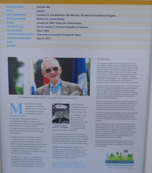 JAMES EVERETTE LIVINGSTON MEDAL OF HONOR WAR MEMORIAL PLAQUE CLOSE-UP