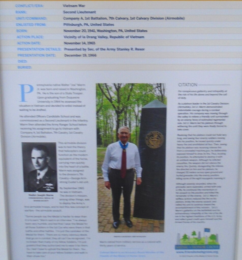WALTER JOSEPH MARM, JR. MEDAL OF HONOR WAR MEMORIAL PLAQUE CLOSE-UP