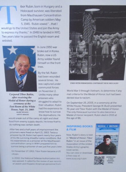 TIBOR RUBIN MEDAL OF HONOR WAR MEMORIAL PLAQUE CLOSE-UP