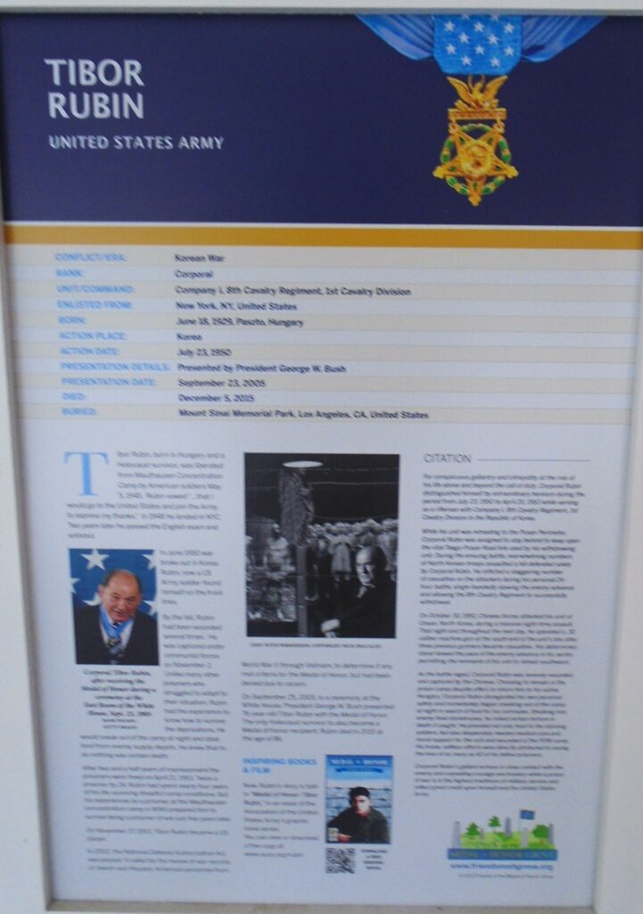 TIBOR RUBIN MEDAL OF HONOR WAR MEMORIAL PLAQUE