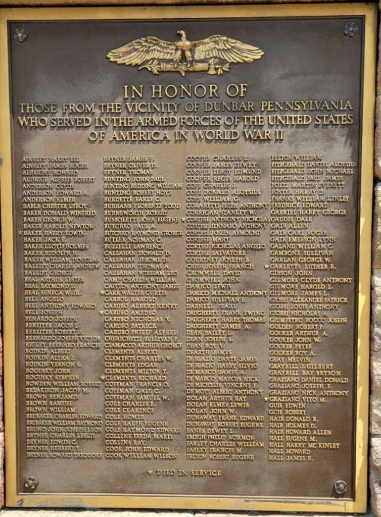 IN HONOR OF THOSE WHO SERVE FOR GOD AND COUNTRY MEMORIAL PLAQUE A